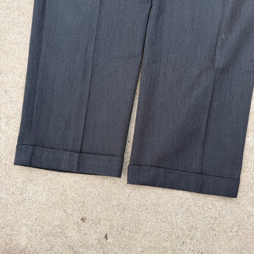 Brooks Brothers Dress Pants Mens 36 Charcoal Grey Pleated Cuffed Wool Trousers - Picture 8 of 16